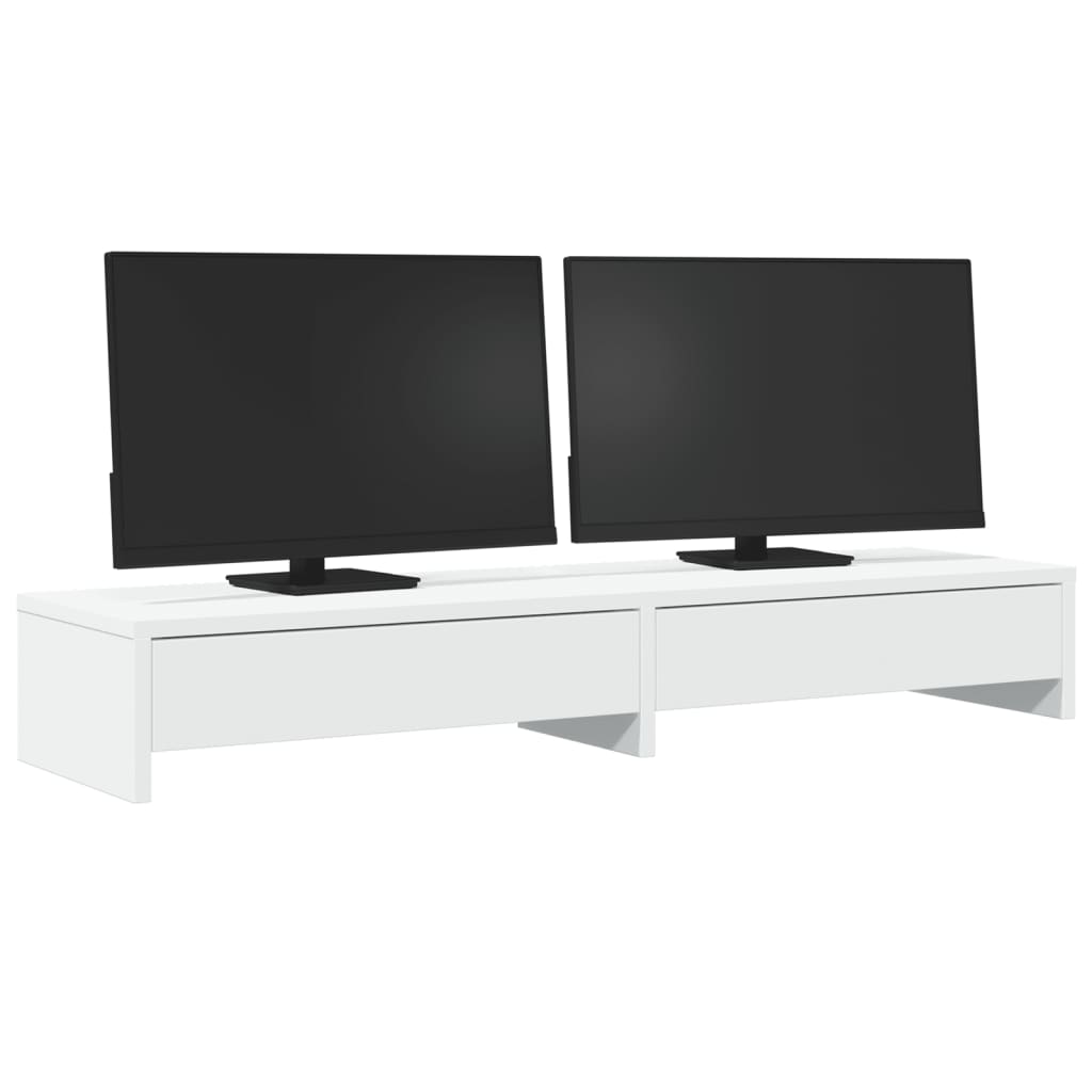 Soporte para monitor con cajones blanco 100x27x15 cm madera de ingeniería