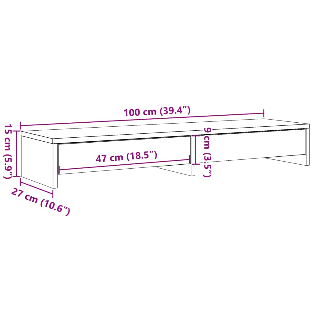 Soporte para monitor con cajones blanco 100x27x15 cm madera de ingeniería