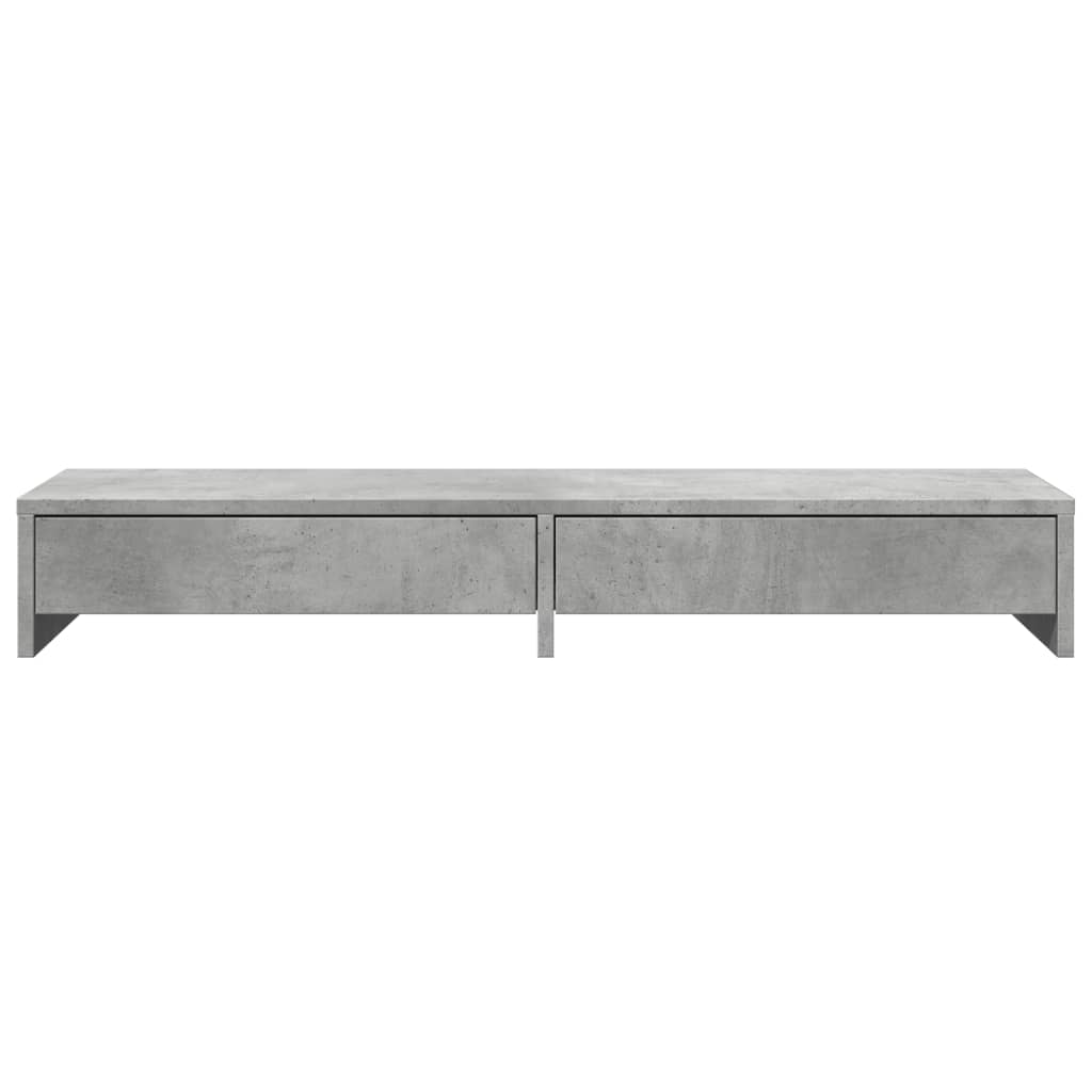 Soporte de monitor cajones madera gris hormigón 100x27x15 cm