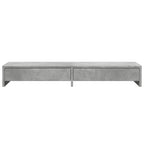 Soporte de monitor cajones madera gris hormigón 100x27x15 cm