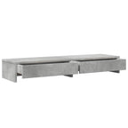Soporte de monitor cajones madera gris hormigón 100x27x15 cm