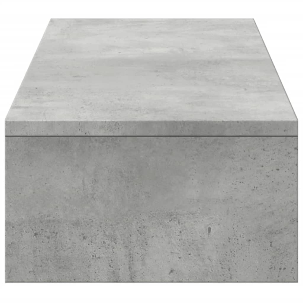 Soporte de monitor cajones madera gris hormigón 100x27x15 cm