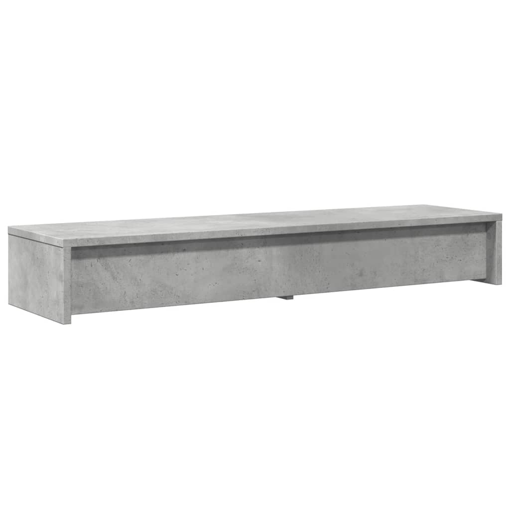 Soporte de monitor cajones madera gris hormigón 100x27x15 cm