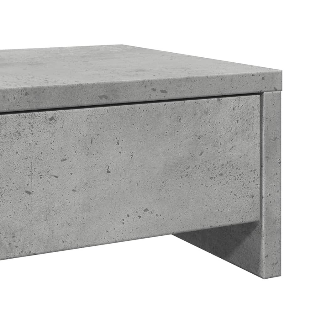 Soporte de monitor cajones madera gris hormigón 100x27x15 cm