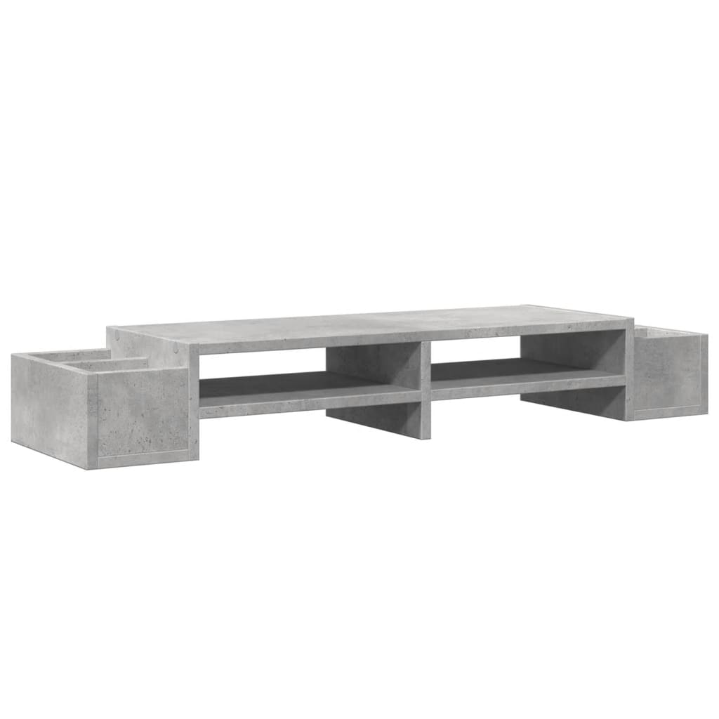 Soporte de pantalla con almacenaje gris hormigón 100x27x15 cm