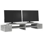 Soporte de pantalla con almacenaje gris hormigón 100x27x15 cm