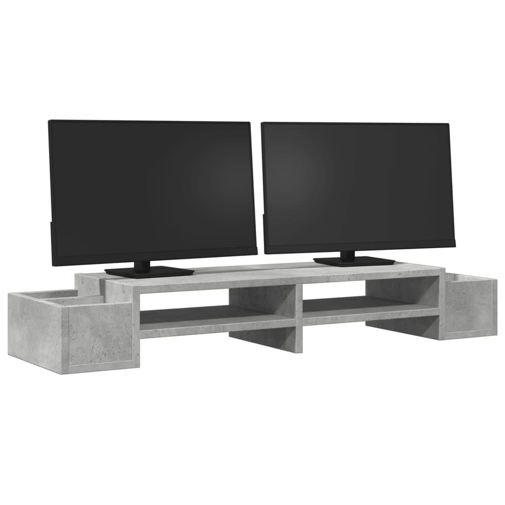 Soporte de pantalla con almacenaje gris hormigón 100x27x15 cm