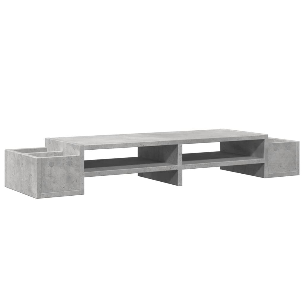 Soporte de pantalla con almacenaje gris hormigón 100x27x15 cm