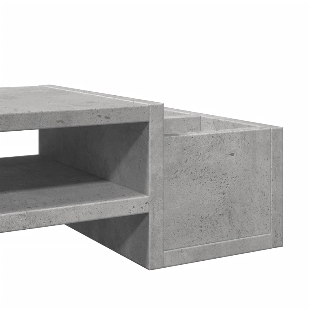 Soporte de pantalla con almacenaje gris hormigón 100x27x15 cm