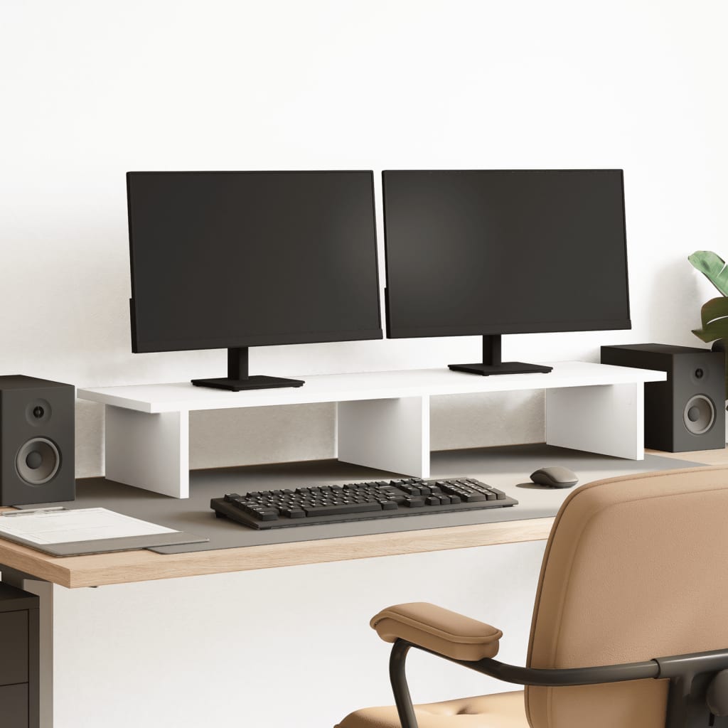 Soporte de monitor cajones madera gris hormigón 100x27x15 cm