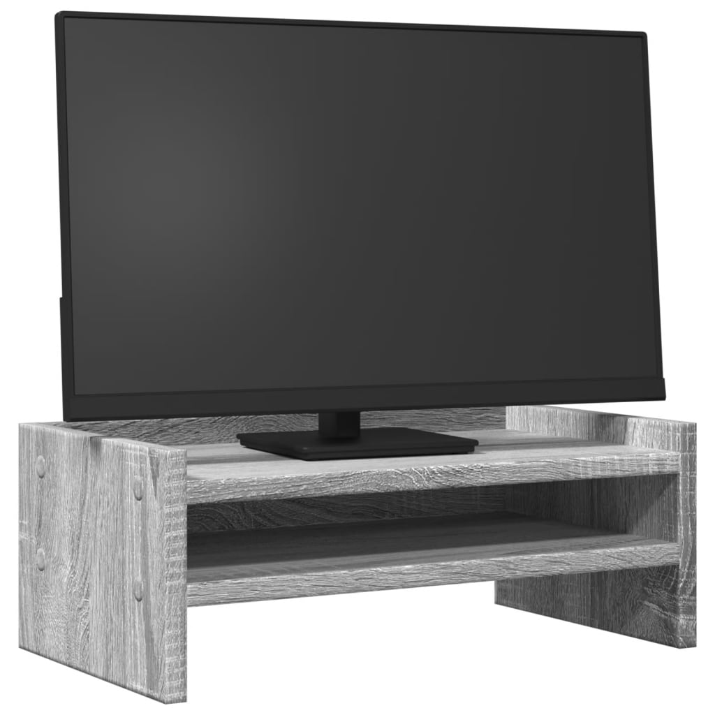 Soporte de pantalla madera ingeniería gris Sonoma 42x24x16 cm