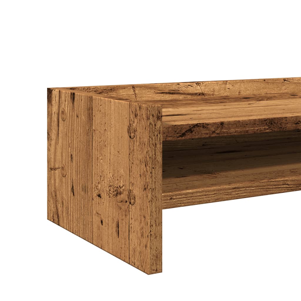 Soporte de pantalla madera ingeniería envejecida 42x24x16 cm