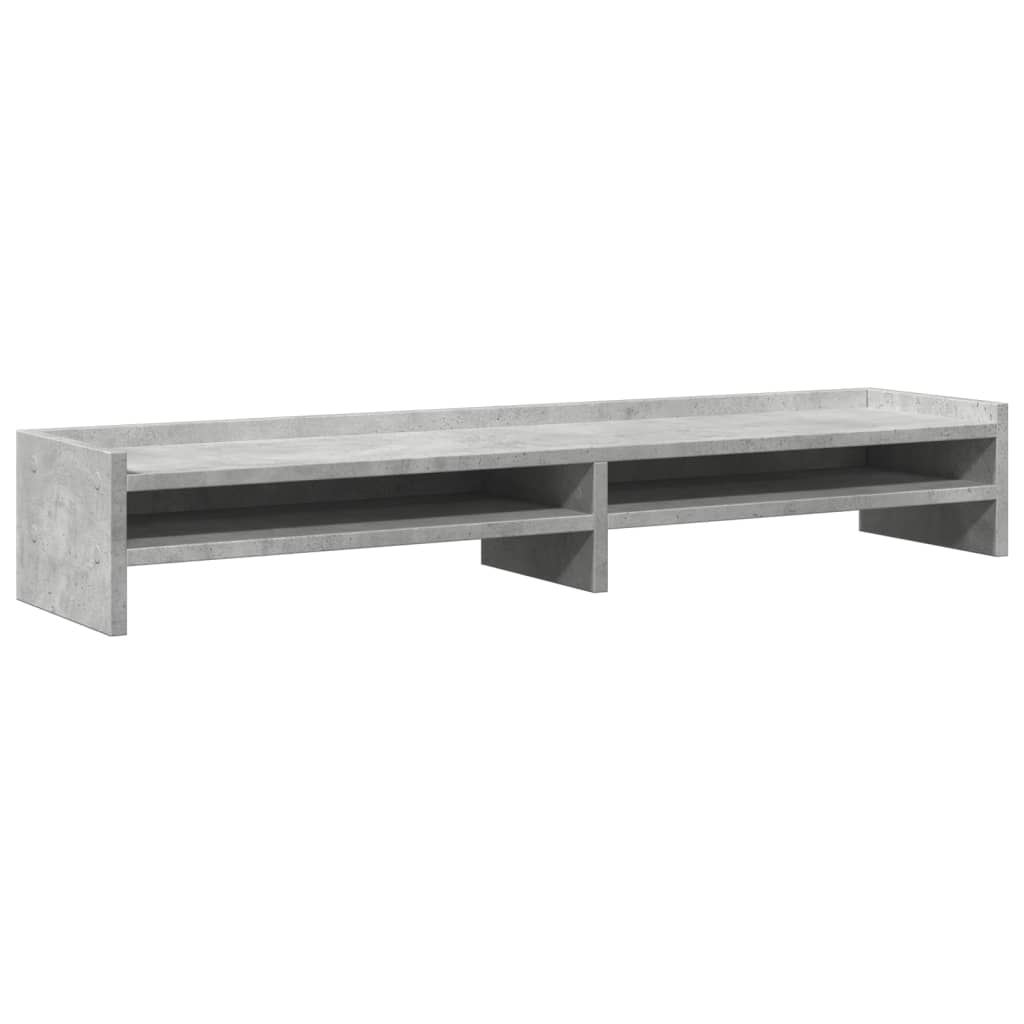 Soporte de monitor madera ingeniería gris hormigón 100x24x16 cm