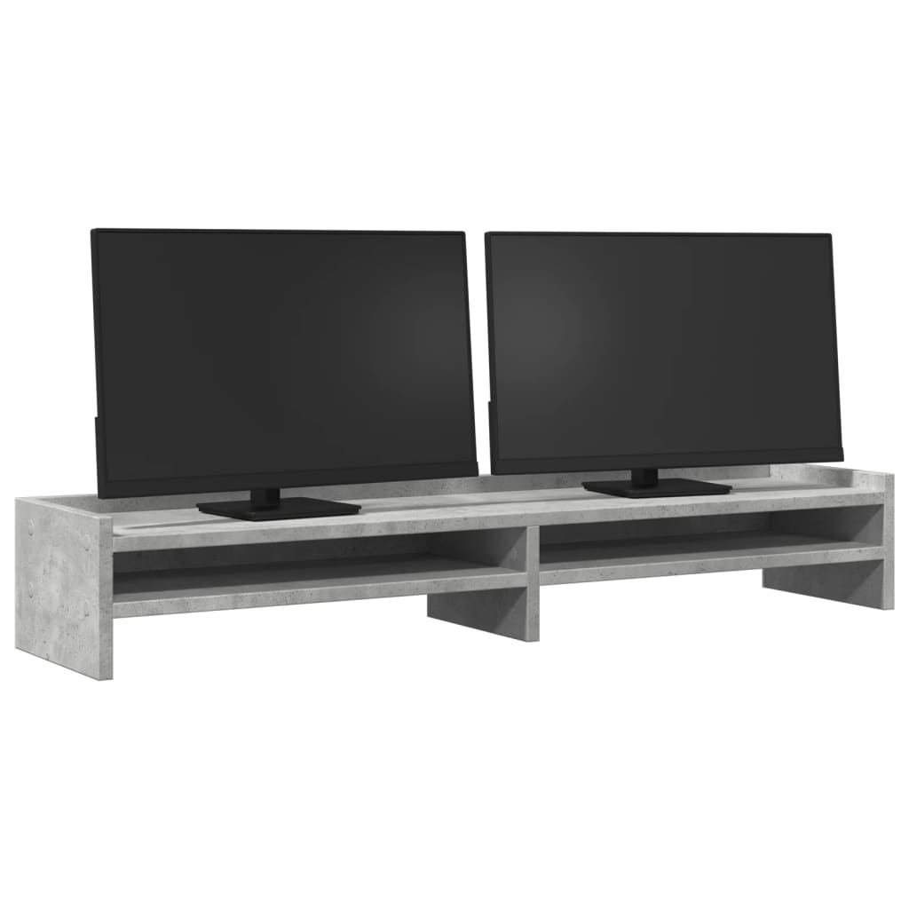 Soporte de monitor madera ingeniería gris hormigón 100x24x16 cm