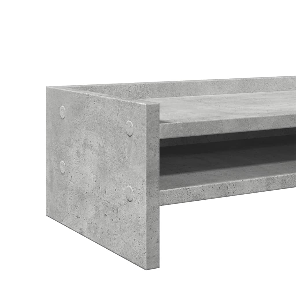 Soporte de monitor madera ingeniería gris hormigón 100x24x16 cm