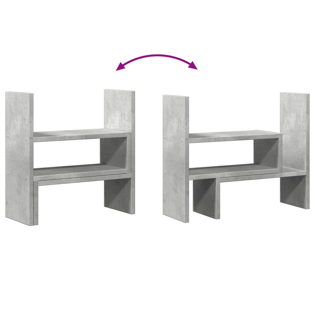 Organizador de escritorio ajustable gris hormigón 40x17x41 cm