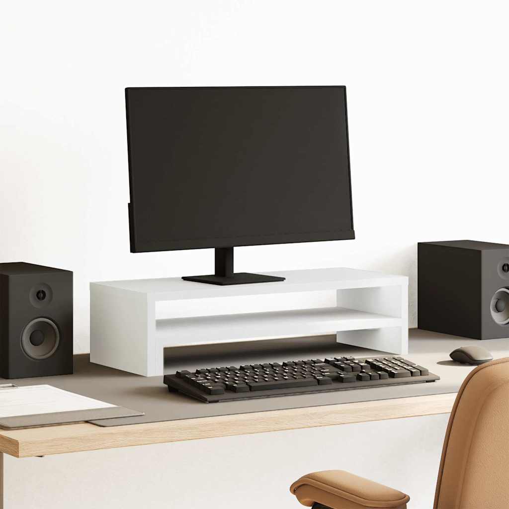 Soporte de monitor cajones madera gris hormigón 100x27x15 cm