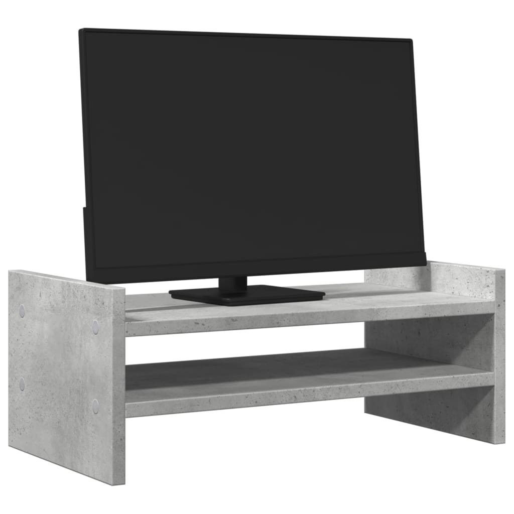 Soporte de pantalla madera ingeniería gris hormigón 50x27x20 cm