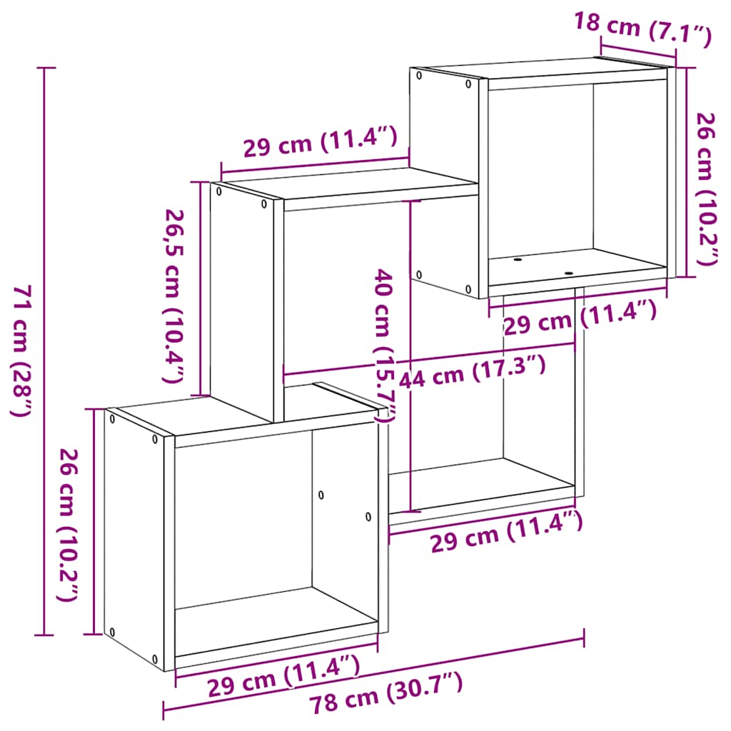 Armario de pared madera de ingeniería blanco 78x18x71 cm