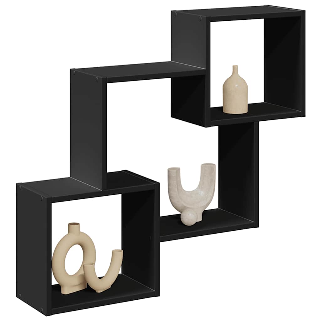 Armario de pared madera de ingeniería negro 70x16,5x30 cm