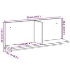 Armario de pared madera ingeniería gris hormigón 70x16,5x30 cm