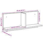 Armario de pared madera ingeniería roble ahumado 70x16,5x30 cm