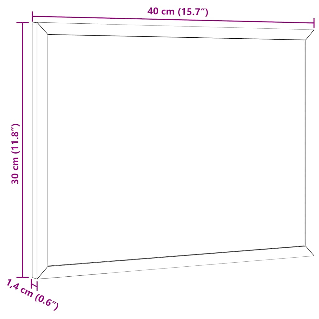 Pizarra blanca magnética con marco de madera de pino 40x30 cm