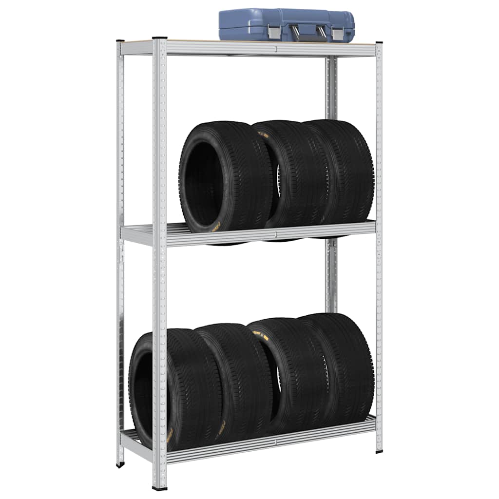 Estante para neumáticos 2 capas madera contrachapada plateado
