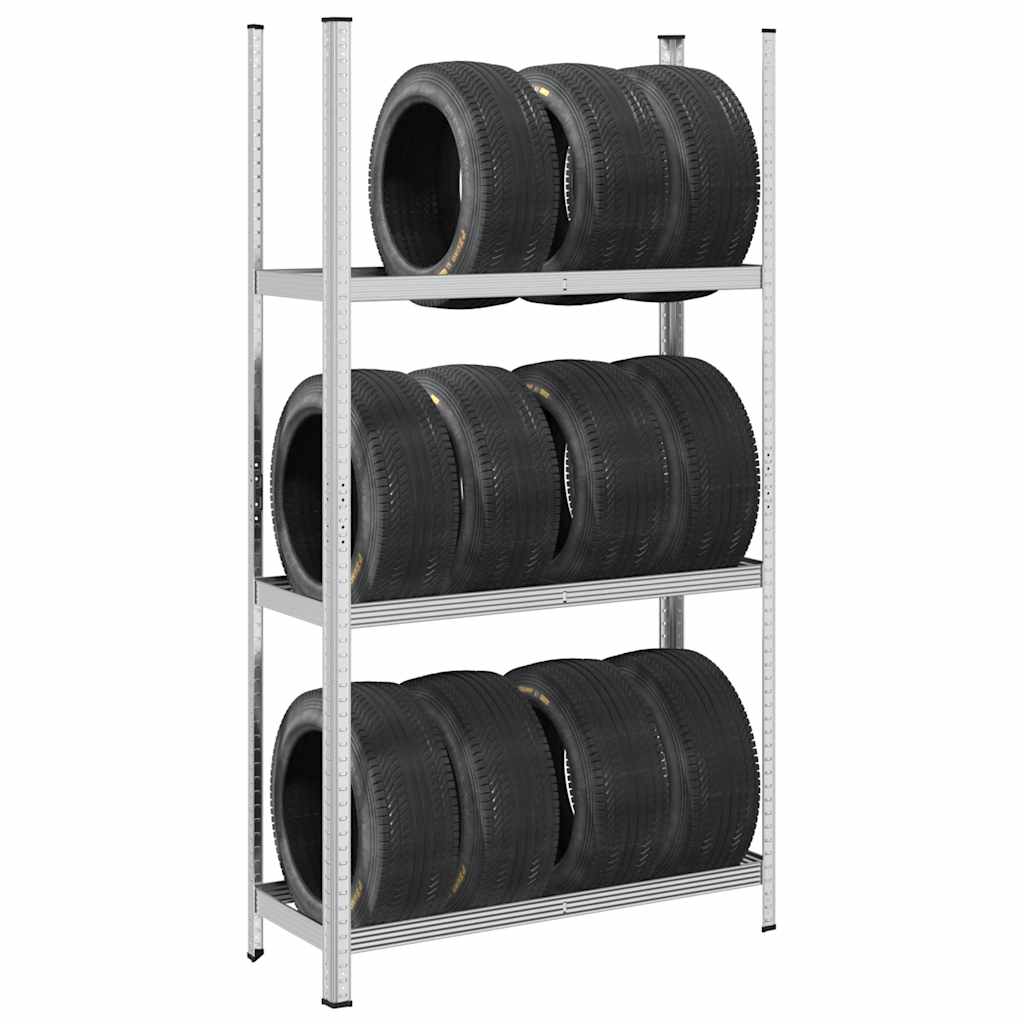 Estante para neumáticos 2 capas madera contrachapada plateado