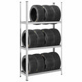 Estantería de 3 capas para neumáticos 2 uds plata 110x40x200 cm