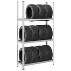 Estantería de 3 capas para neumáticos 2 uds plata 110x40x200 cm