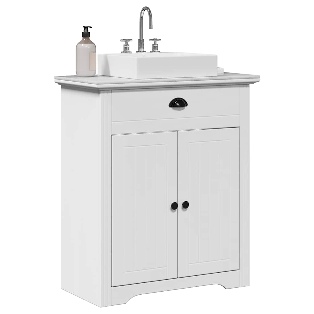 Armario de lavabo para baño madera maciza de mango 62x33x58 cm