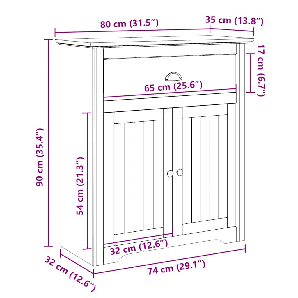 Mueble de entrada BODO blanco 80x35x90 cm