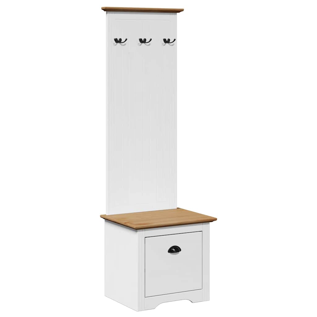 Mueble de entrada con ganchos BODO blanco y marrón 50x40x157 cm