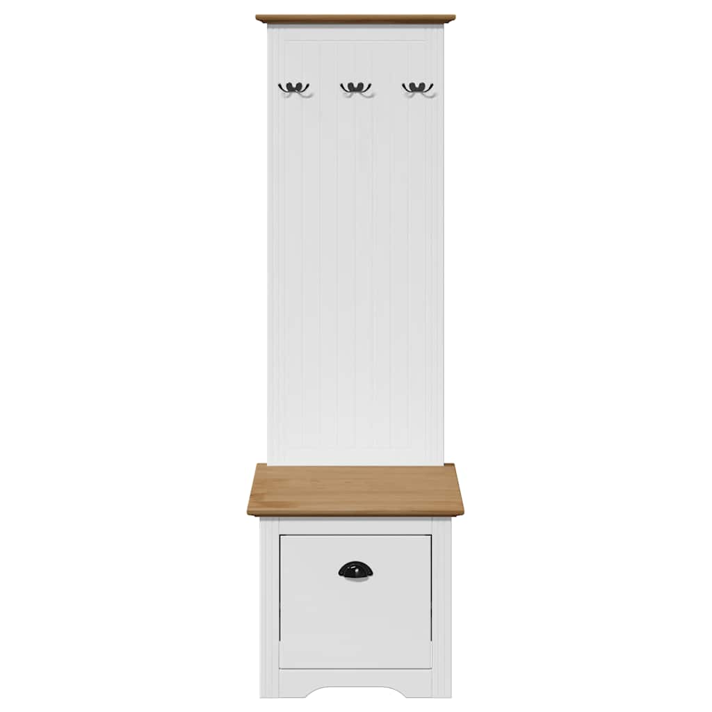 Mueble de entrada con ganchos BODO blanco y marrón 50x40x157 cm