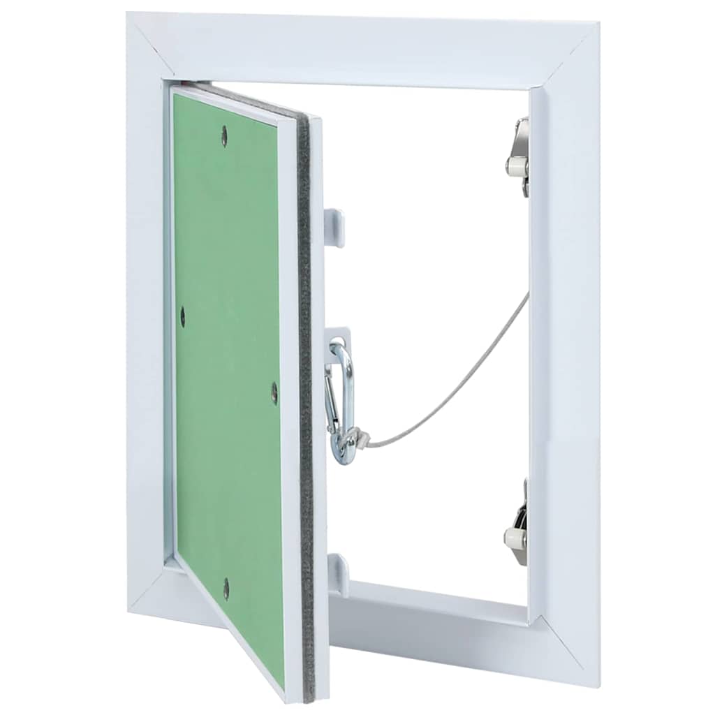 Green and Silver Access Panel 20 x 20 cm Aluminum and Plasterboard