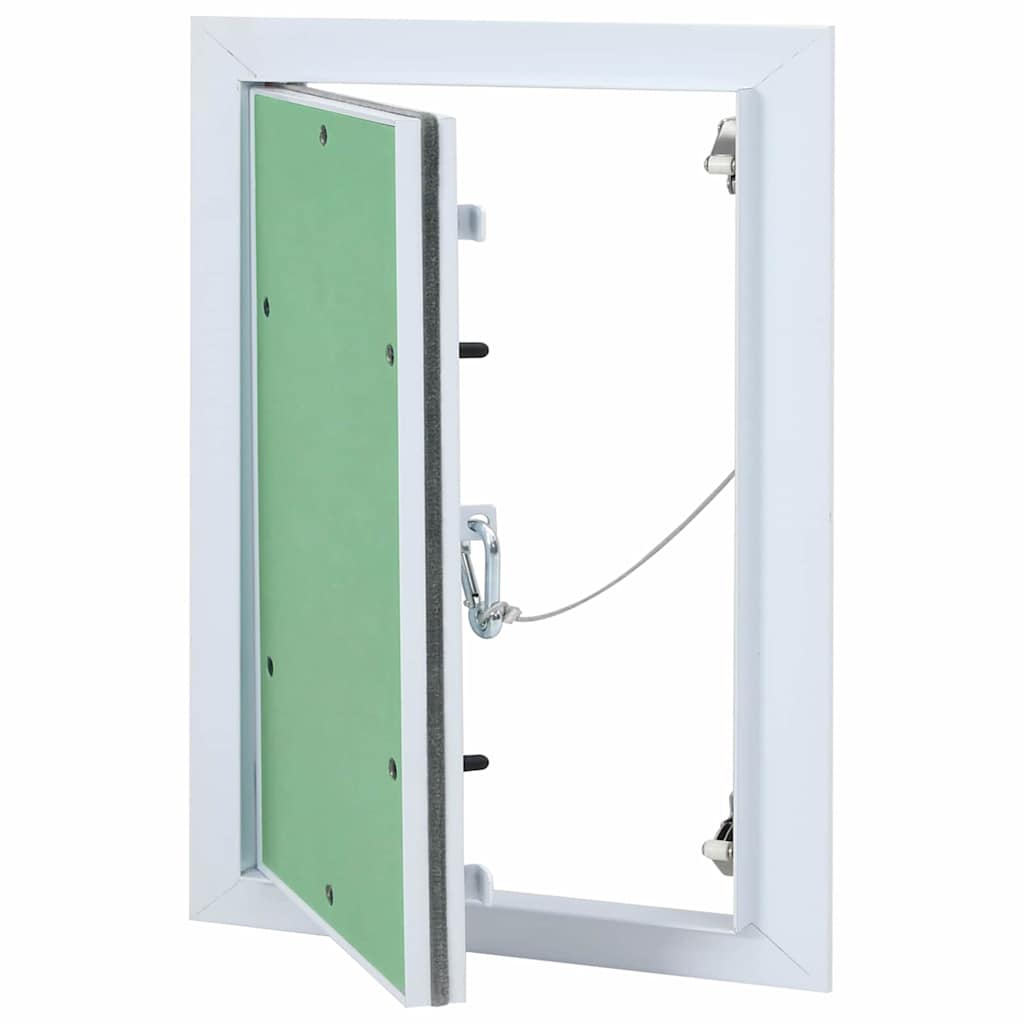 Green and Silver Access Panel 20 x 20 cm Aluminum and Plasterboard