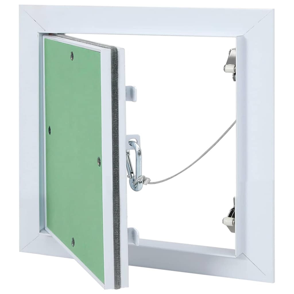 Green and Silver Access Panel 20 x 20 cm Aluminum and Plasterboard