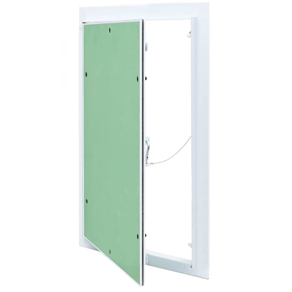 Green and Silver Access Panel 20 x 20 cm Aluminum and Plasterboard