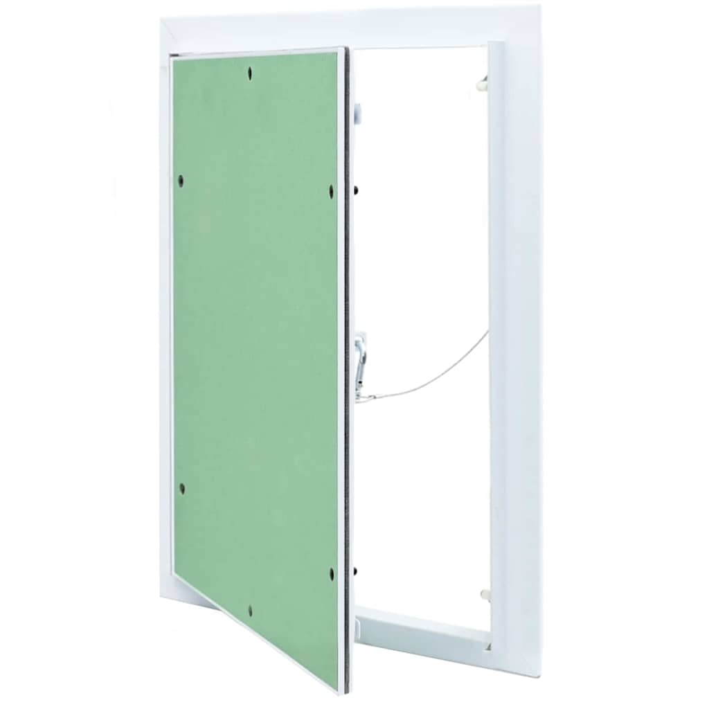 Green and Silver Access Panel 20 x 20 cm Aluminum and Plasterboard