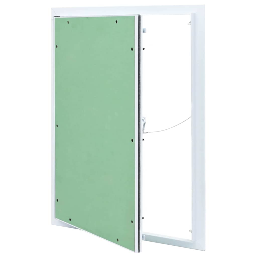 Green and Silver Access Panel 20 x 20 cm Aluminum and Plasterboard