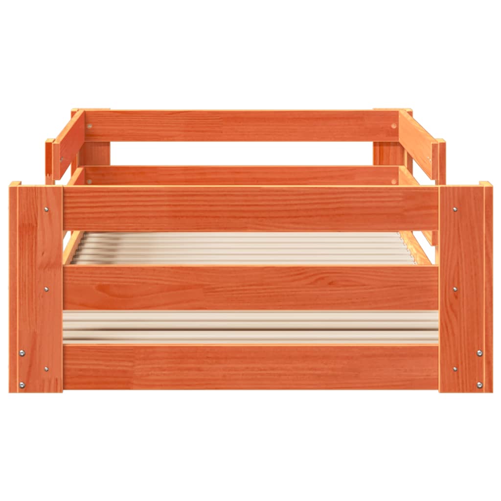Cama sin colchón madera maciza pino marrón cera 80x200 cm