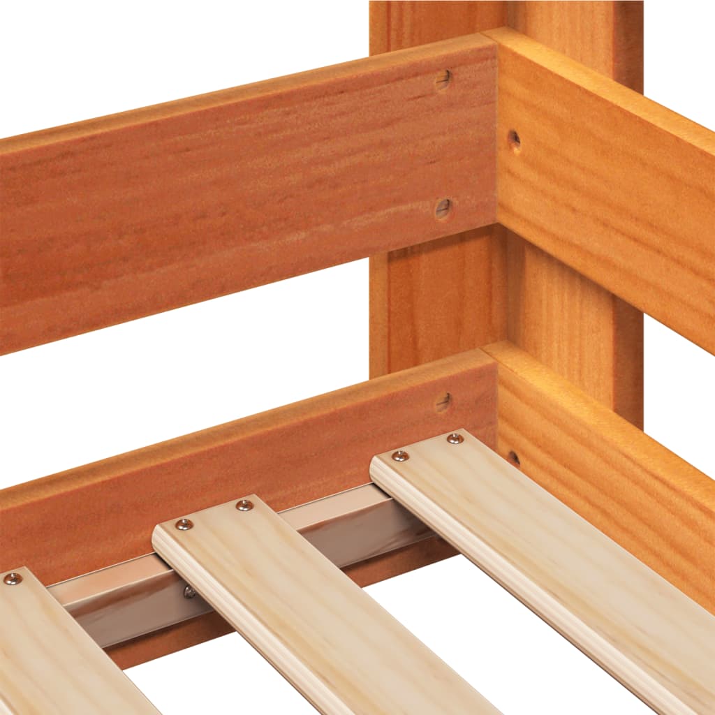Cama sin colchón madera maciza pino marrón cera 80x200 cm