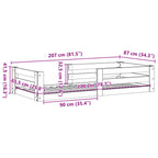 Cama sin colchón madera maciza pino marrón cera 80x200 cm
