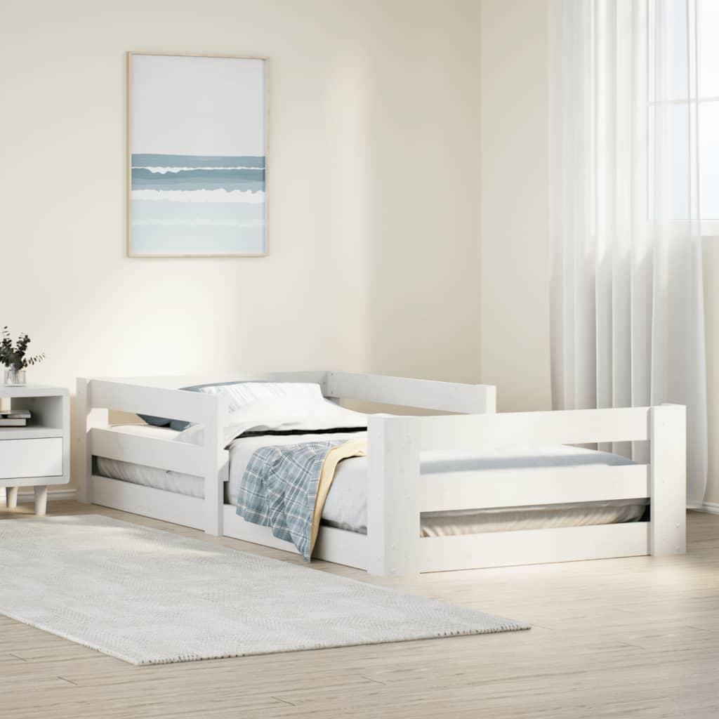 Cama sin colchón madera maciza pino marrón cera 80x200 cm
