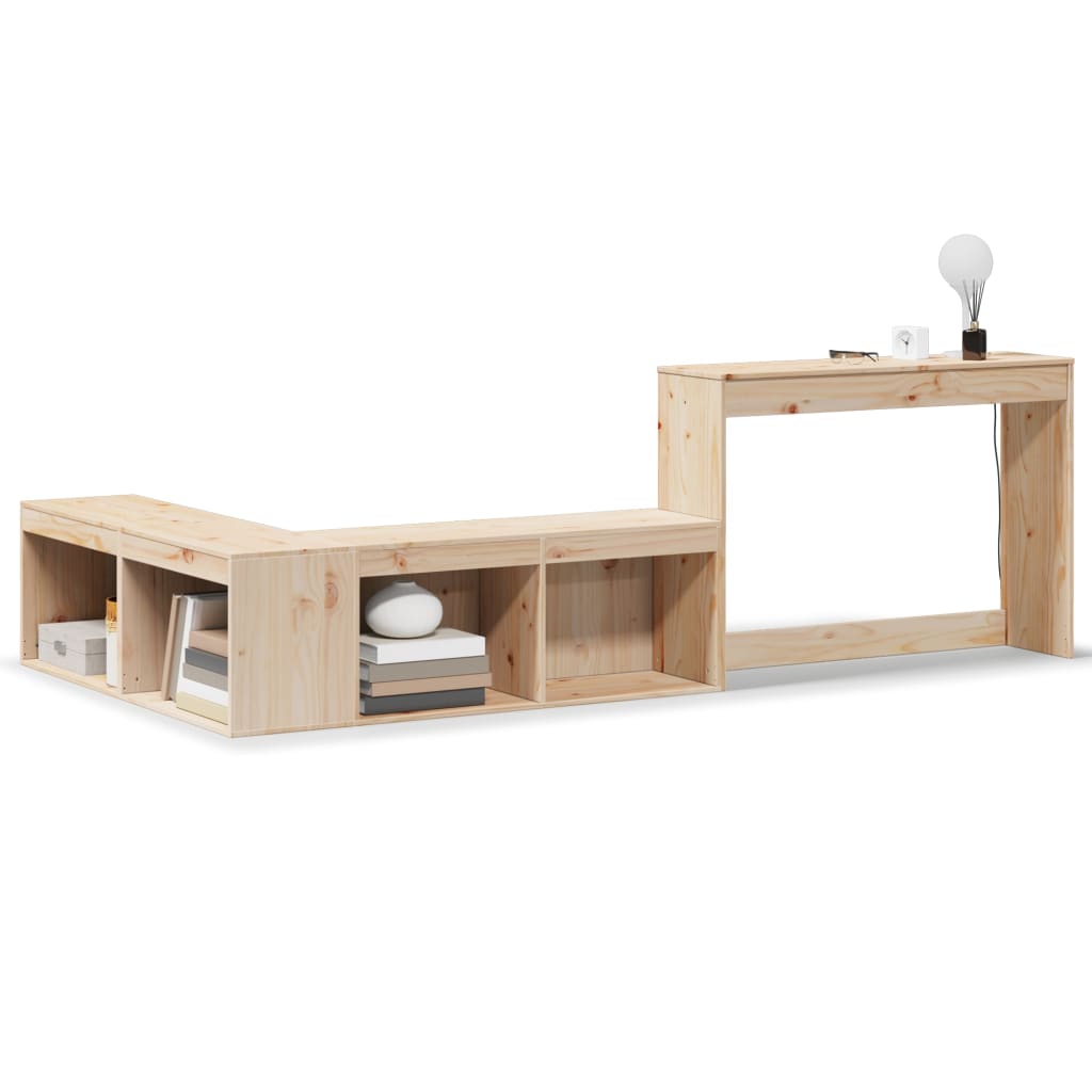 Mesilla de noche con escritorio 232x122x75 cm Madera maciza de pino
