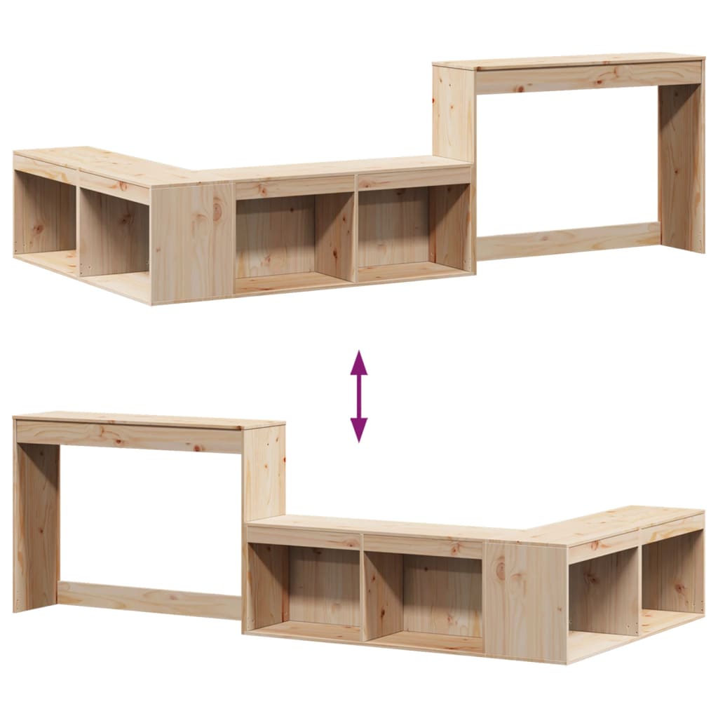 Mesilla de noche con escritorio 232x122x75 cm Madera maciza de pino