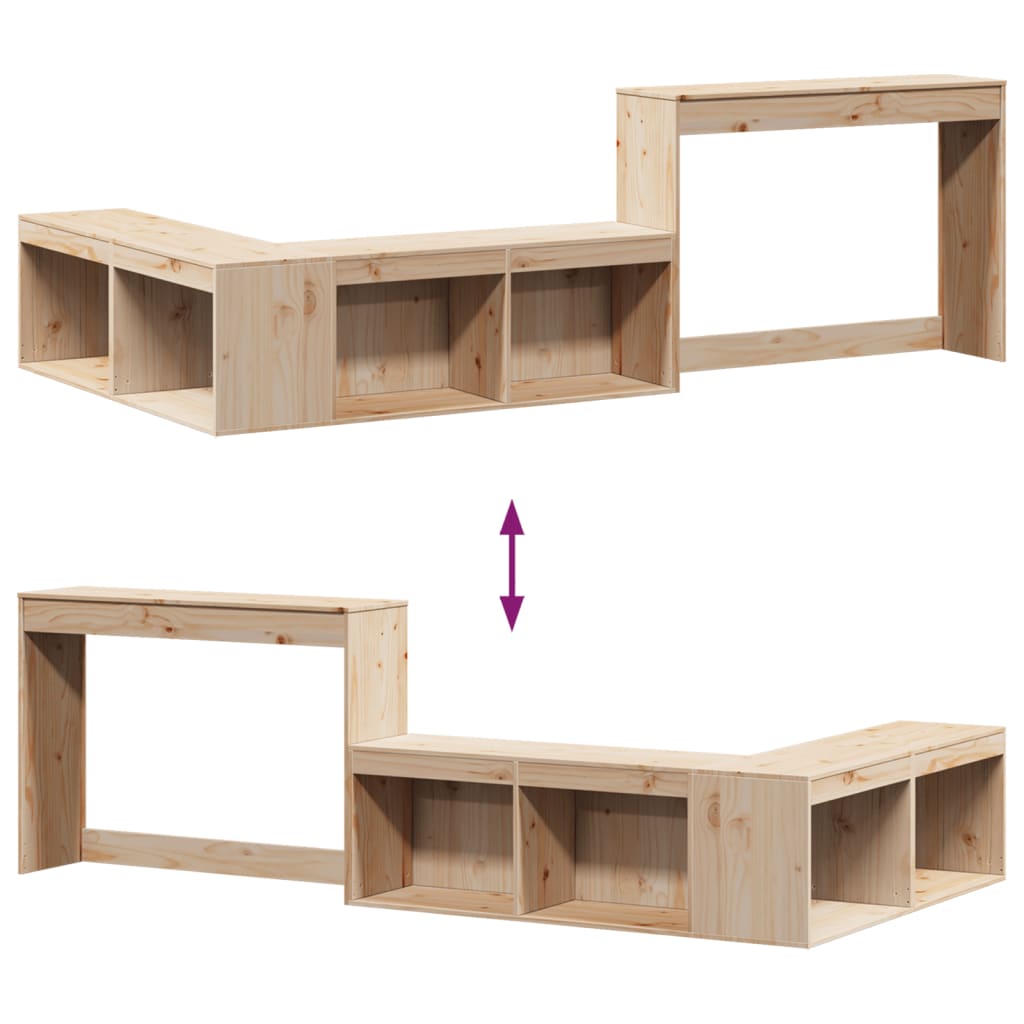 Mueble con escritorio madera maciza pino 222x107x75 cm