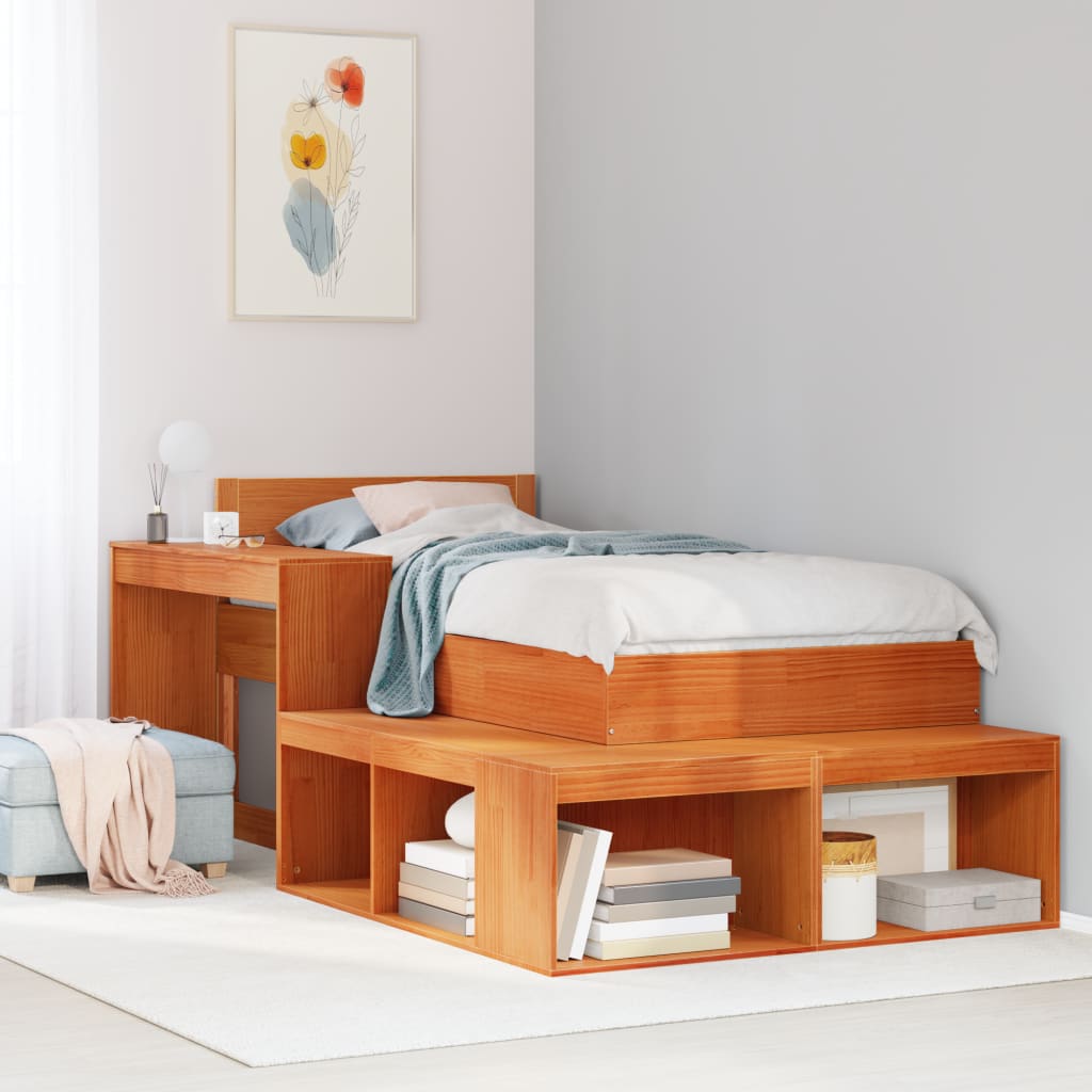 Mueble con escritorio madera maciza pino 222x107x75 cm