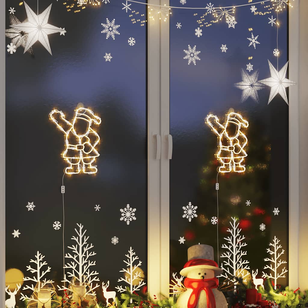 Luces de Navidad Santa Silueta 2 piezas 35 LEDs blanco cálido